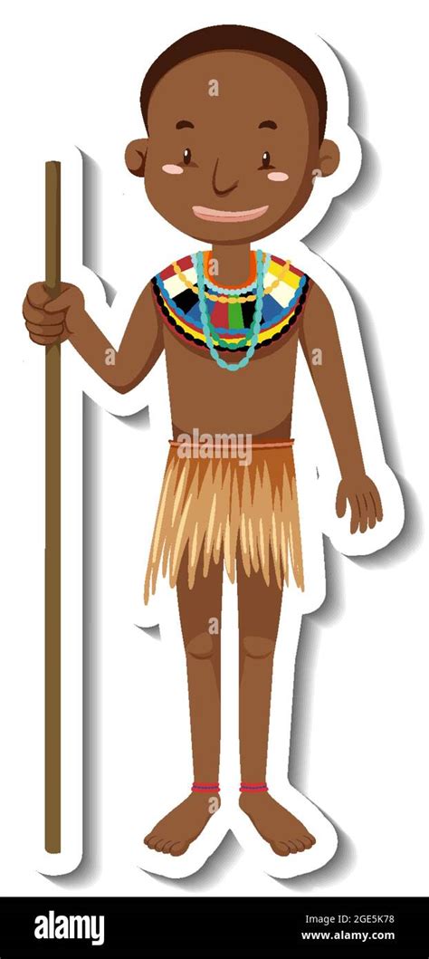 African tribal man cartoon character sticker illustration Stock Vector Image & Art - Alamy