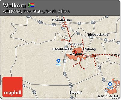 Free Shaded Relief Map of Welkom