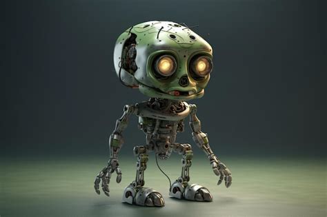 Premium AI Image | 3D rendering of a little robot on a dark background ...