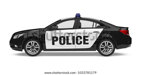 Police Car Isolated Side View 3d Stock Illustration 1033781179