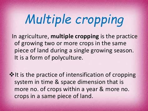 Multiple cropping systems