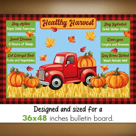 Healthy Harvest Fall Bulletin Board Kit, School Nurse Pumpkin Bulletin ...