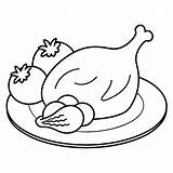 Premium Vector  Coloring Page roasted chicken On A Plate With Tomatos sketch template