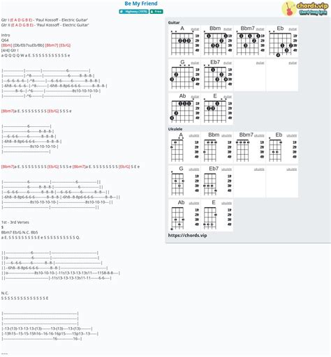 Chord: Be My Friend - Free - tab, song lyric, sheet, guitar, ukulele ...
