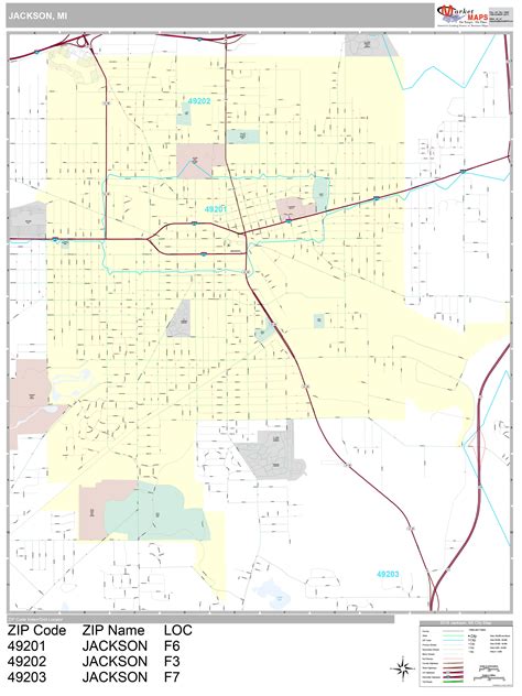 Jackson Michigan Wall Map (Premium Style) by MarketMAPS