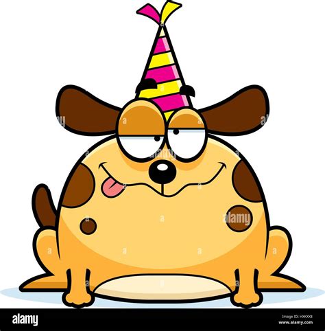 A cartoon illustration of a dog with a party hat looking drunk Stock Vector Image & Art - Alamy