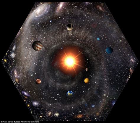 an artist's rendering of the solar system, with its planets and sun in ...