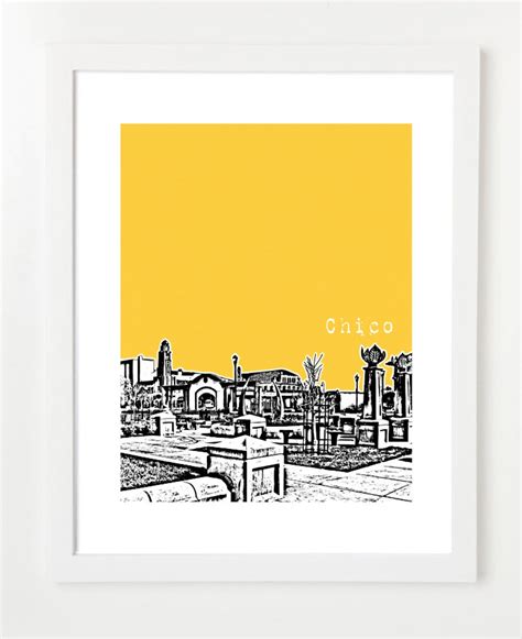 Chico California Skyline Poster Chico City Art Print Chico - Etsy