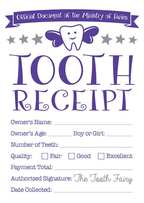 Tooth Fairy Certificate & Tooth Receipt Free Printables