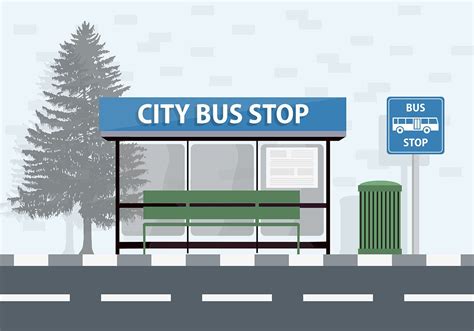 Free City Bus Stop Vector Background | Bus stop, Vector background, Bus ...