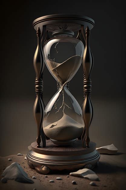 Premium AI Image | A cracked hourglass with a broken sand on the bottom.