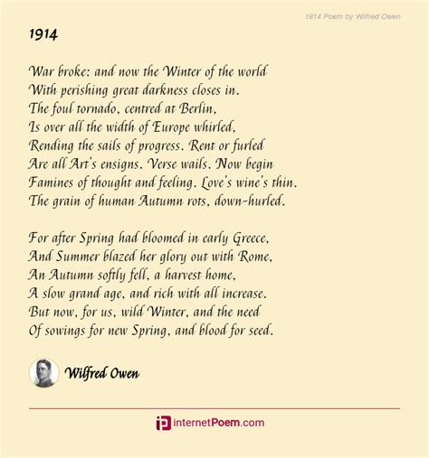 1914 Poem by Wilfred Owen