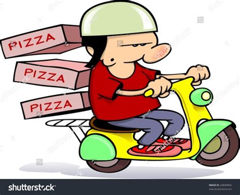 Pizza Delivery Boy On Scooter Stock Vector (Royalty Free) 24840856