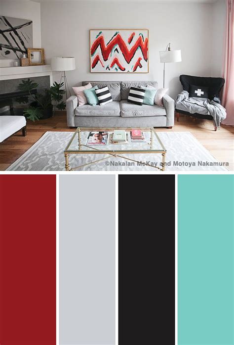 Modern Living Room Colors, Family Room Colors, Bright Living Room, Red Color Combinations, Red ...