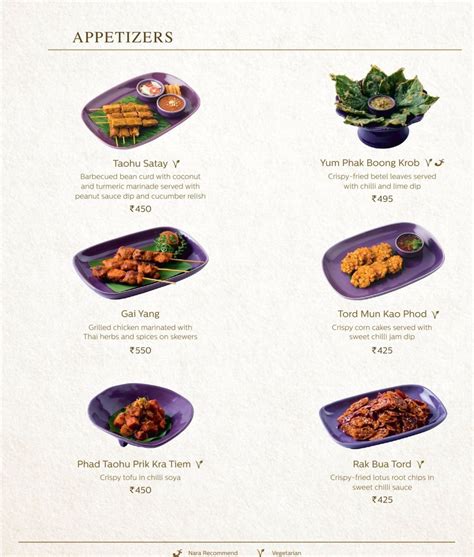 Nara Thai Menu, Menu for Nara Thai, Colaba, South Mumbai, Mumbai