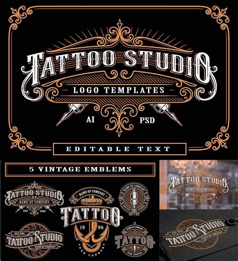 Set of vintage tattoo studio logos | Free download | Tattoo studio ...