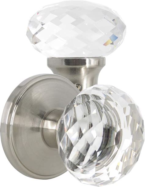 Probrico Diamond Clear Crystal Door Knobs, Passage Function for Hall ...