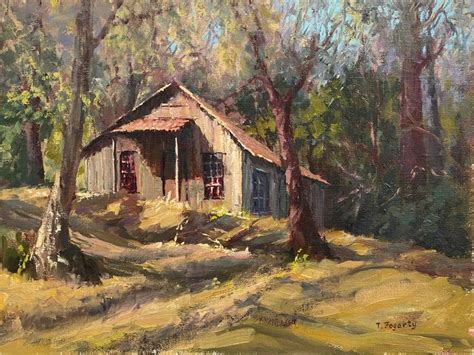 Old Cabin In the Woods Painting by Tatyana Fogarty | Saatchi Art