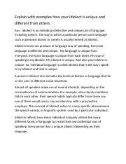 Idiolects.docx - Explain with examples how your idiolect is unique and different from others ...