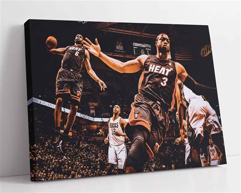 Lebron James Poster, Dwayne Wade Print, NBA Miami Heat Wall Art ...