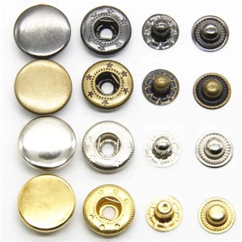 100 Sets 4 Colors Buttons Snap Fasteners Kit Metal Snap Buttons Press ...