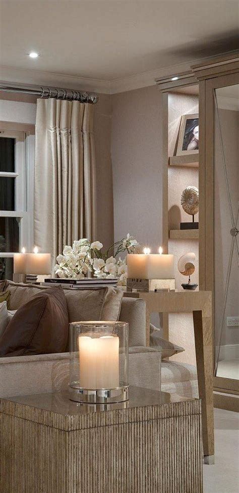 Accent lighting and candlelight complement the rich yet neutral colour scheme © Hill House ...