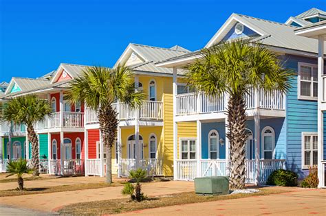 Colorful Houses In Panama City Beach Florida Usa Stock Photo - Download Image Now - iStock