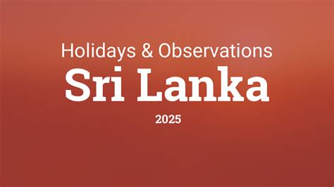 Holidays and Observances in Sri Lanka in 2025