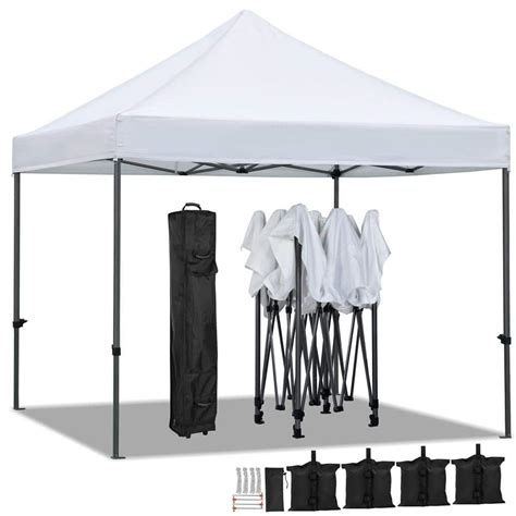 Yaheetech 10 ft. x 10 ft. Heavy-Duty Commercial Instant Pop-Up Canopy Tent, Waterproof, 3-Level ...