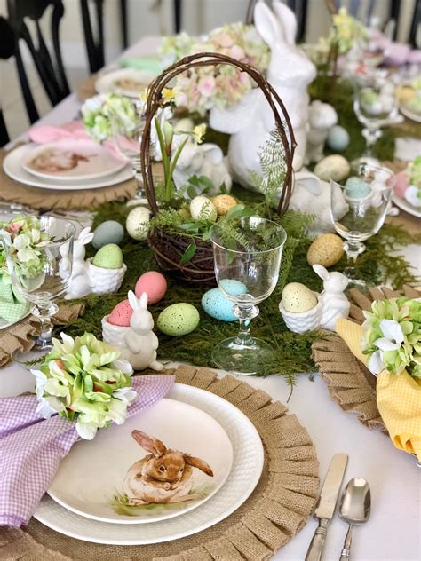 Festive Easter Tablescape - The Preppy Hostess | Easter dinner table ...