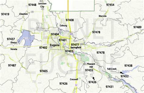 Eugene Oregon Zip Codes Map