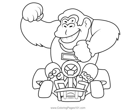 Donkey Kong Jr Mario Kart Coloring Page for Kids - Free Mario Kart ...