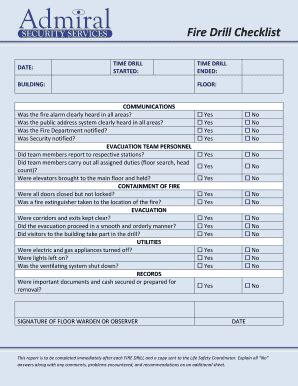 Fillable Online Fire Drill Checklist Fax Email Print - pdfFiller