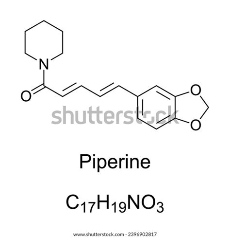 Piperine Chemical Formula Skeletal Structure Compound Stock Vector ...