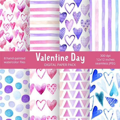 Valentine Day Scrapbook Paper Purple Pink Heart Seamless - Etsy