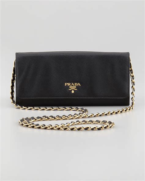 Lyst - Prada Saffiano Wallet On A Chain in Black