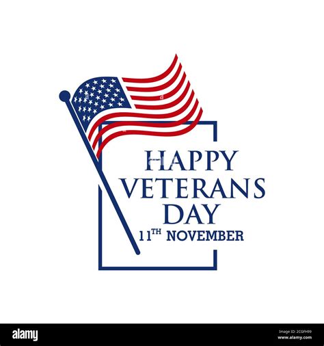 Happy Veterans Day lettering with USA flag illustration. November 11 holiday background ...