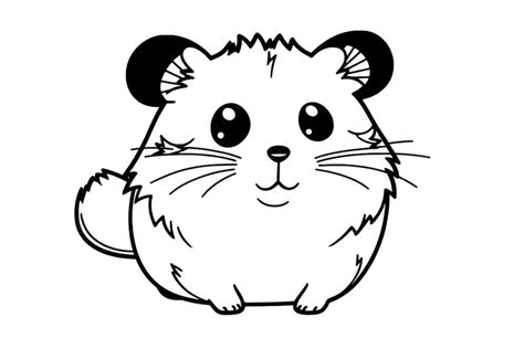 Coloring page outline of cartoon cute little hamster. illustration ...