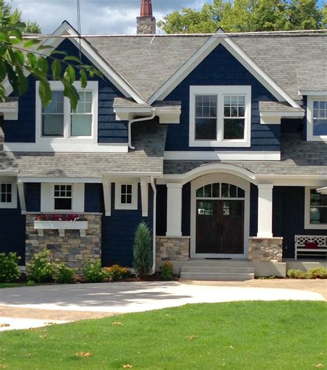 Navy and White | Navy house exterior, House exterior blue, Modern farmhouse exterior