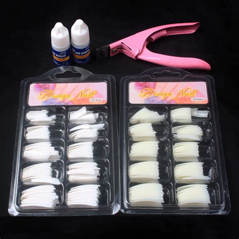 Aliexpress.com : Buy 200 Pcs/set Natural White False Acrylic Nail Kit ...