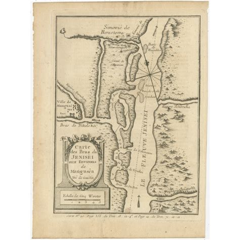 Antique Map of the Yenisei River by Prévost (1768)