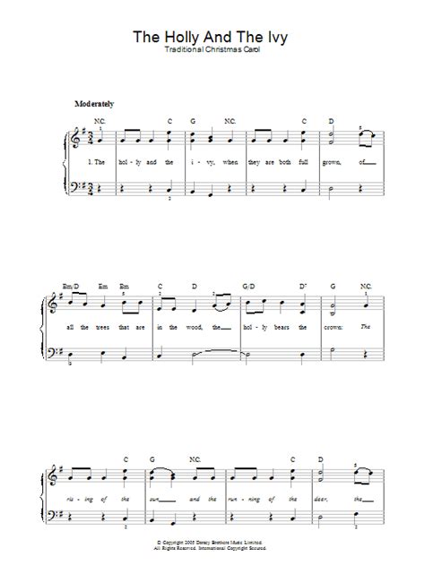 The Holly And The Ivy by Traditional Sheet Music for Easy Piano at Sheet Music Direct