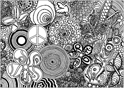 Psychedelic patterns music and peace - Psychedelic Adult Coloring Pages