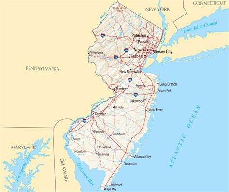 New Jersey State Map With Cities – Map Vector