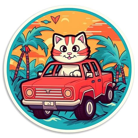 Premium AI Image | Cute cartoon cat driving a car