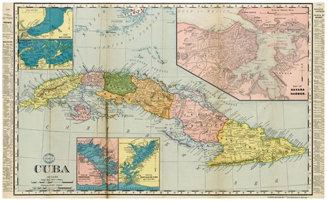 Large detailed old political and administrative map of Cuba with other marks - 1898 | Cuba ...