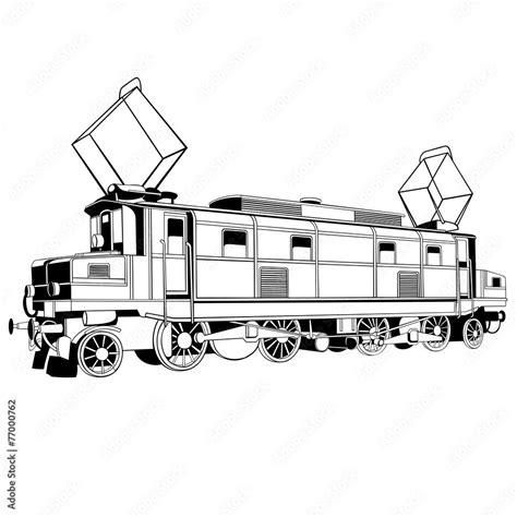 vintage electric locomotive Stock Vector | Adobe Stock