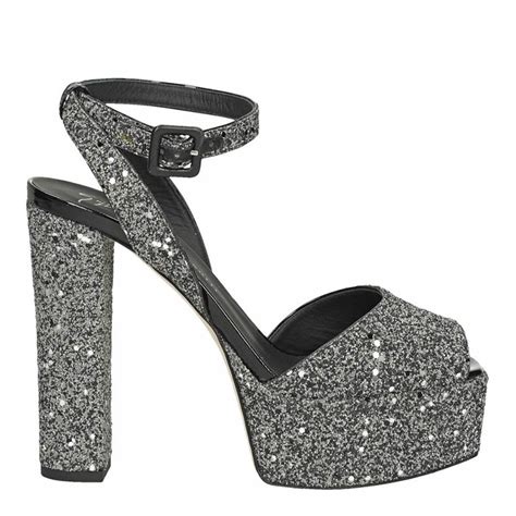 Silver Glitter Betty Platform Heels - BrandAlley