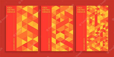 Premium Vector | Orange book cover with geometric triangles design