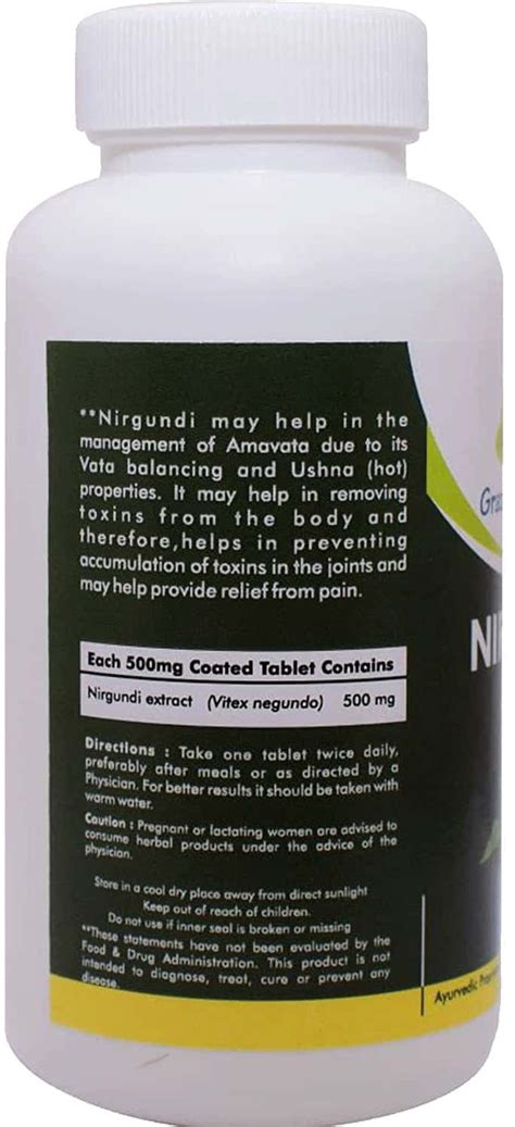 Buy GRAZING MEADOWS NIRGUNDI 120 TABLETS 500MG (VITEX NEGUNDO) FOR JOINT CARE & VARIOUS HEALTH ...